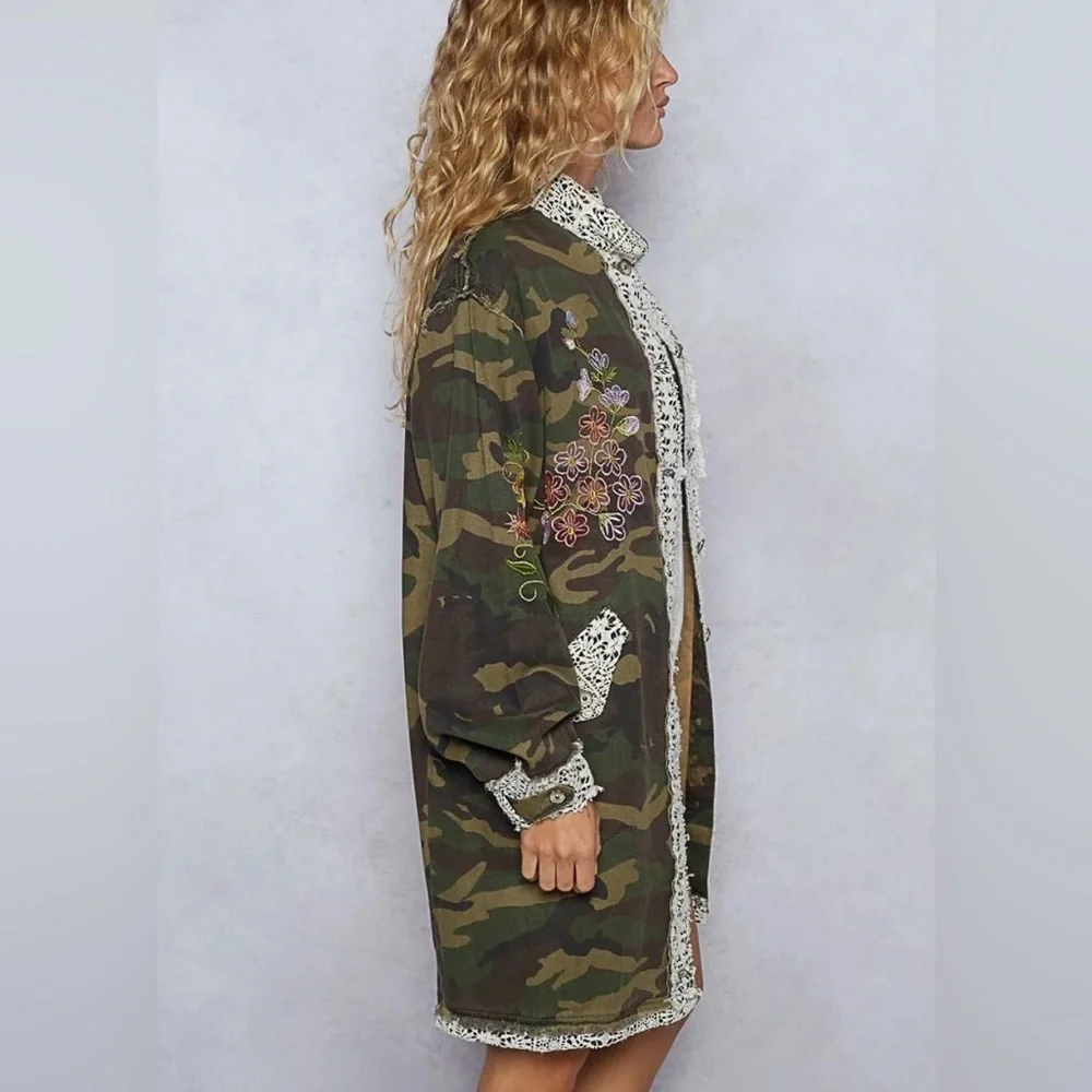 POL New Release Camo & Embroidered Midi length Jacket - Picture 3 of 8